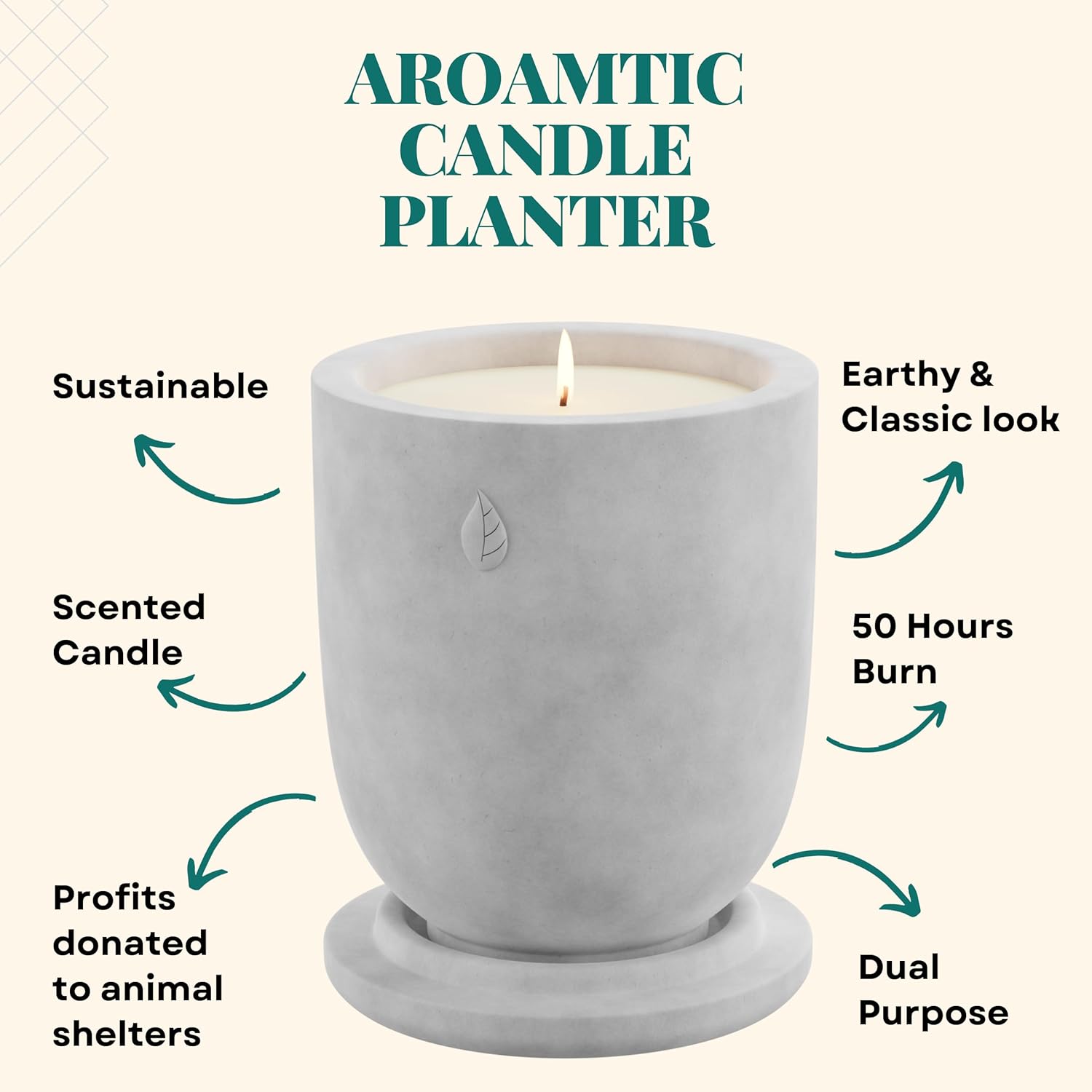 Concrete Cement Candle Planter with Aromatherapy Soy Candles - 8 Oz, 50-Hour Burn - Image 7