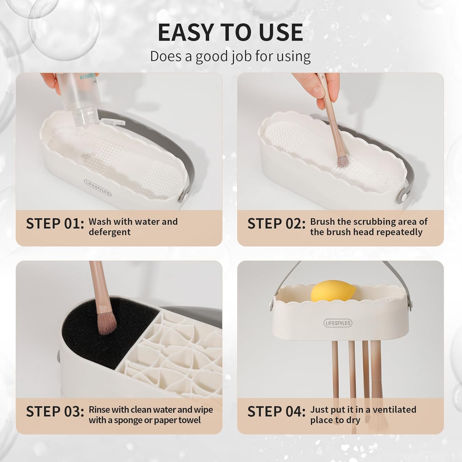 DUcare Solid Makeup Brush Cleaner Shampoo Soap with Cleaning Mat Set - Image 5