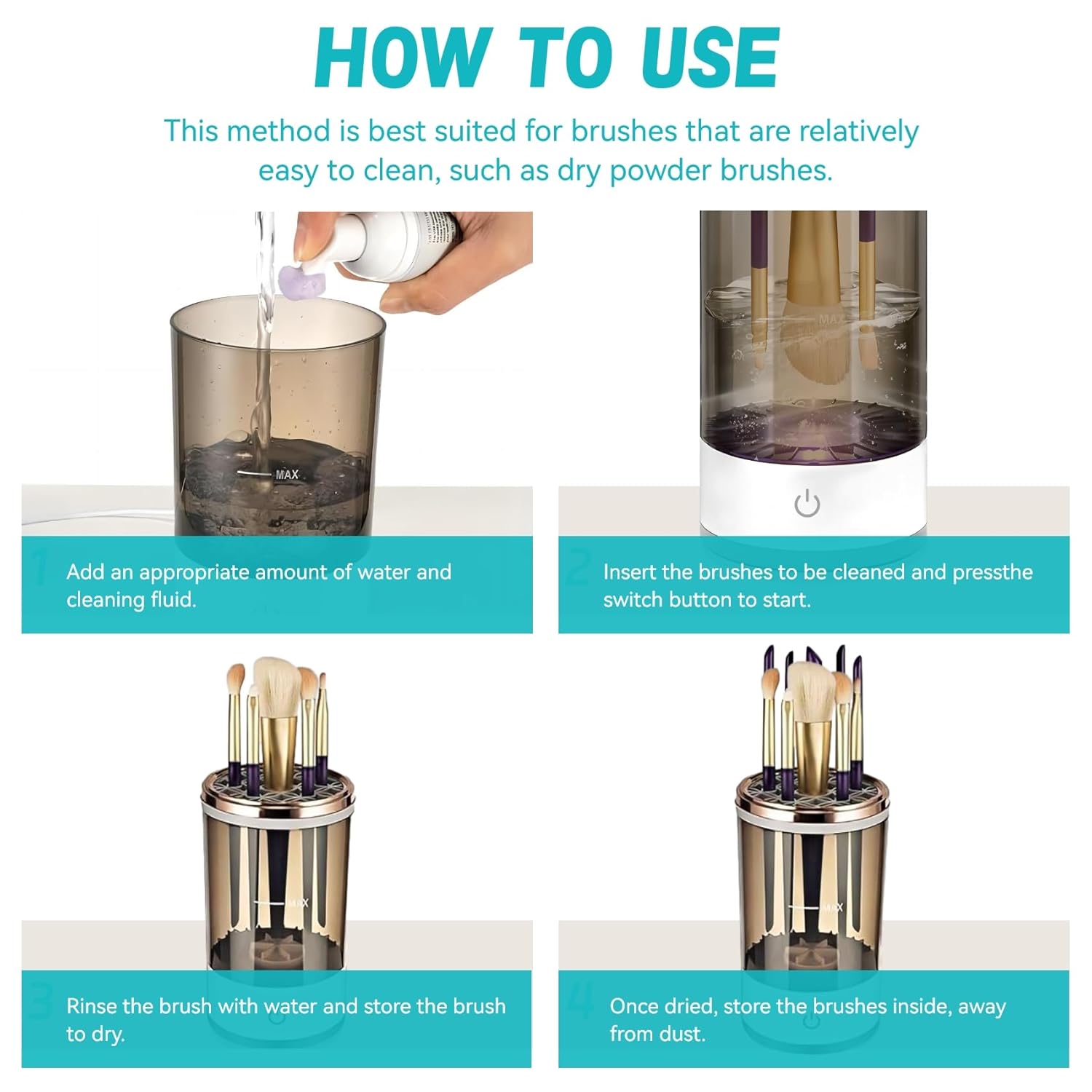 Automatic Electric Makeup Brush Cleaner Machine Black Fast Efficient Cleaning - Image 5