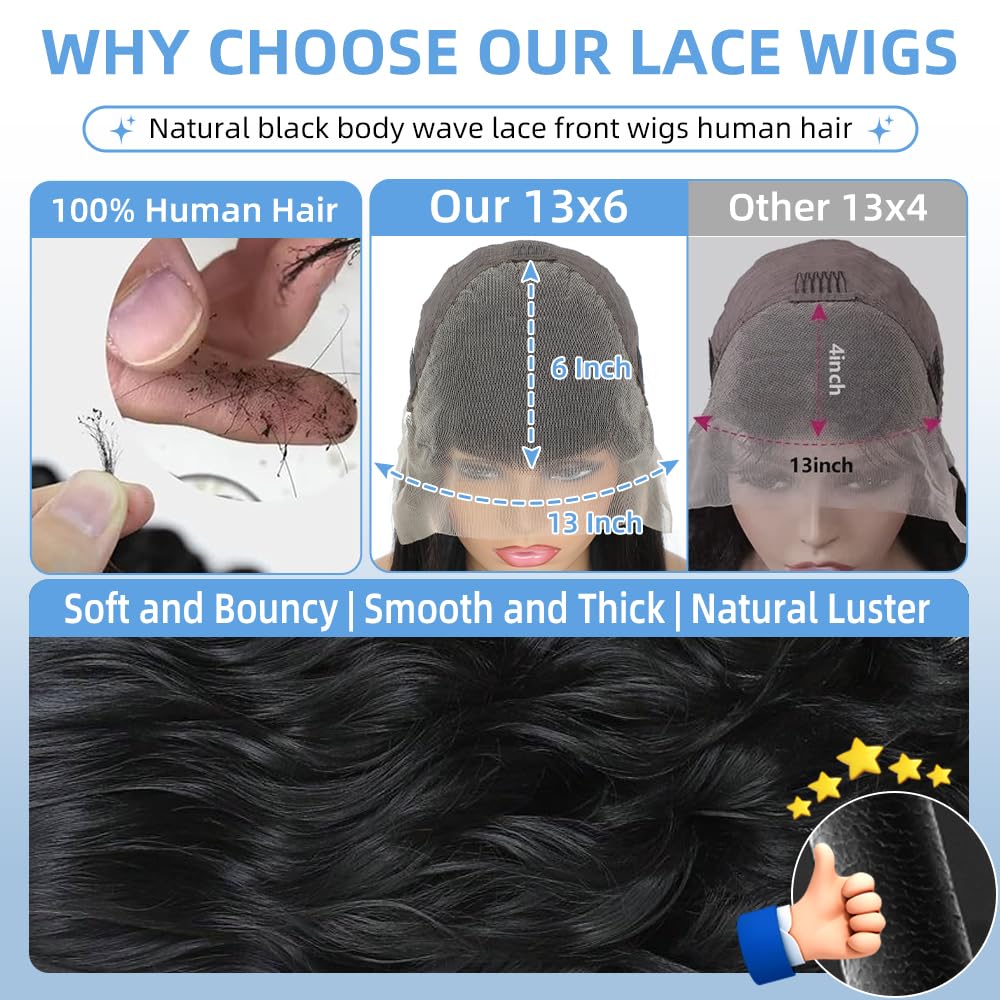 30 Inch 13x6 Lace Front Human Hair Wig 200% Density Body Wave with Baby Hair - Image 4