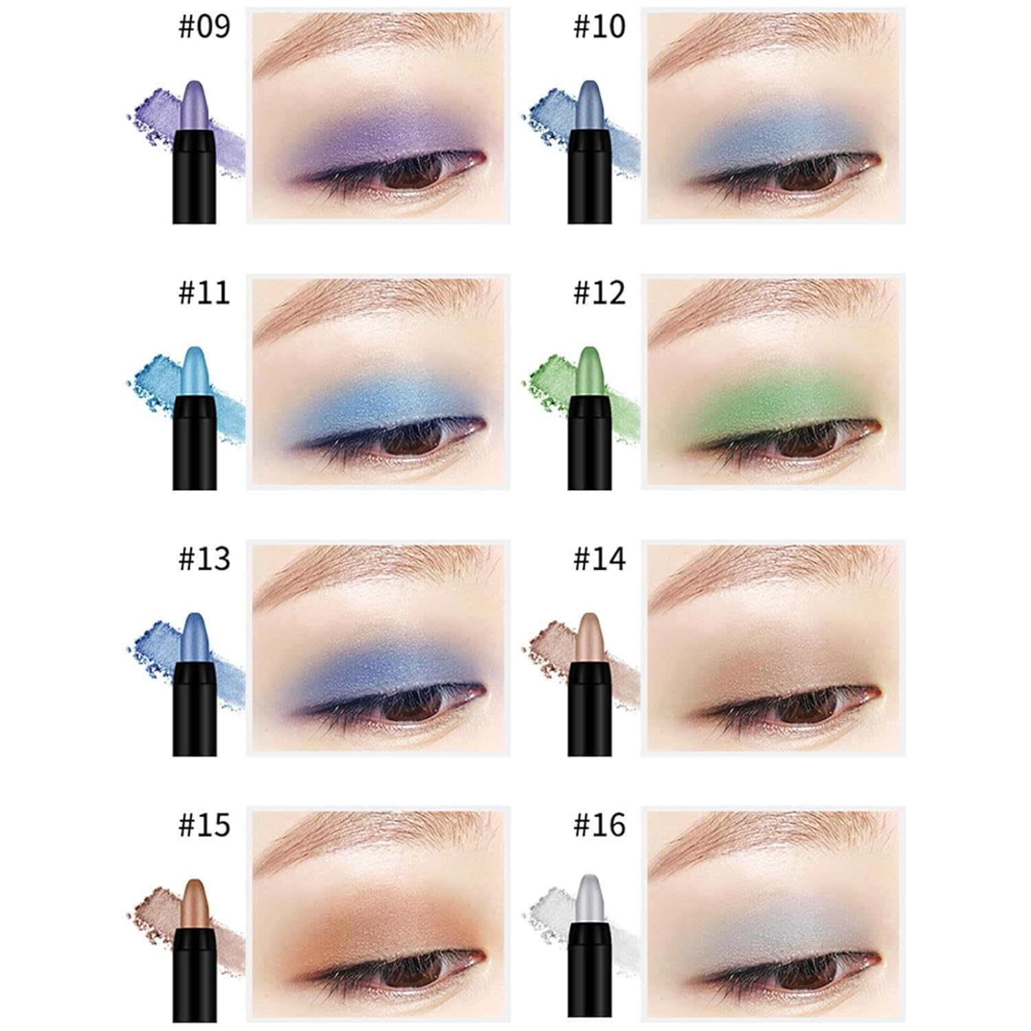 VolksRose 16-Color Waterproof Shimmer Cream Eyeshadow Stick Set for Women - Image 7
