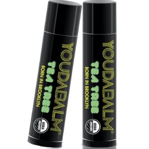 Organic Lip Balm, Tea Tree Flavor - 100% Natural Lip Moisturizer, USDA Certified - Lip Balm for Dry, Cracked Lips (2 Pack)