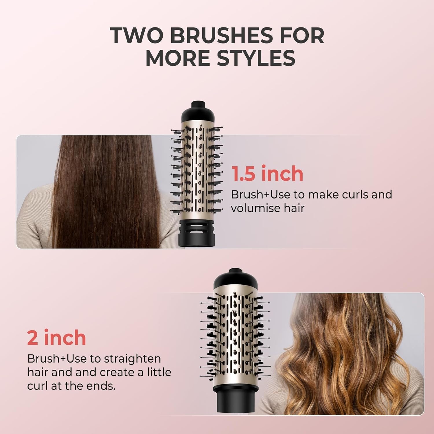 3-in-1 Rotating Hot Air Spin Brush Set with 2 Hair Dryer Brushes 2 Inch and 1.5 Inch - Image 7