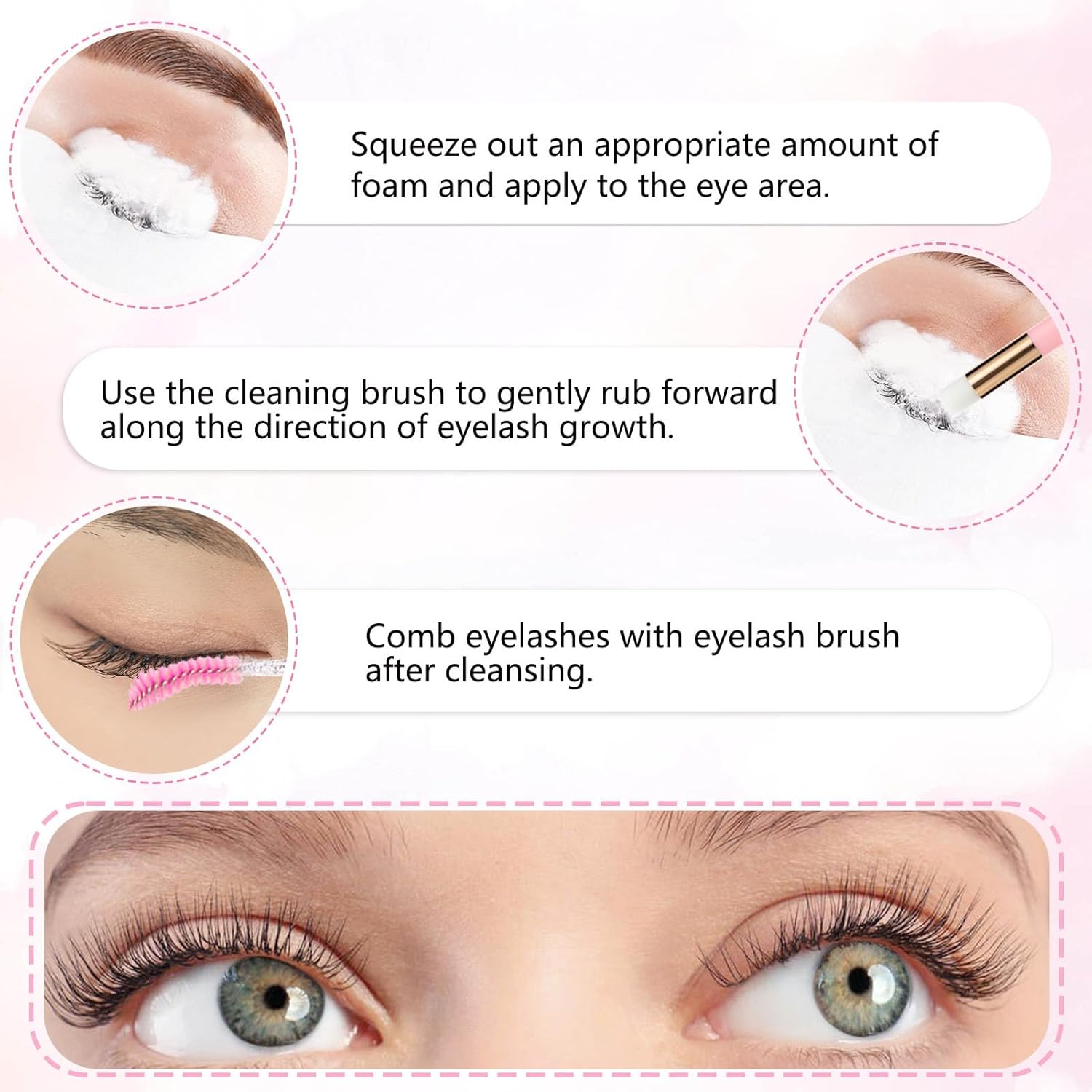Gentle Foaming Eyelash Extension Shampoo Concentrate Cleanser Kit 4.06 fl oz New - Image 7