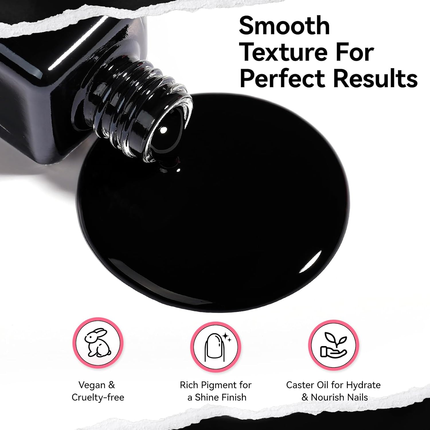 15ml 9-Free Vegan Black Nail Polish with Castor Oil for French Manicures - Image 2