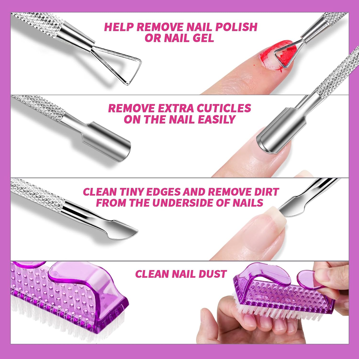 FANDAMEI 100ml Gel Nail Polish Remover Kit with 10 Purple Clips and 500 Cotton Pads - Image 4