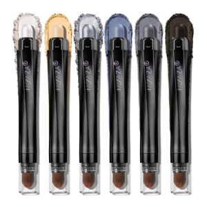 Neutral Eyeshadow Stick Makeup 6PCS Set, Metallic Shimmer Matte Cream Eye Shadow Eyeliner Brightener Pencil Crayon - Mermaidcore
