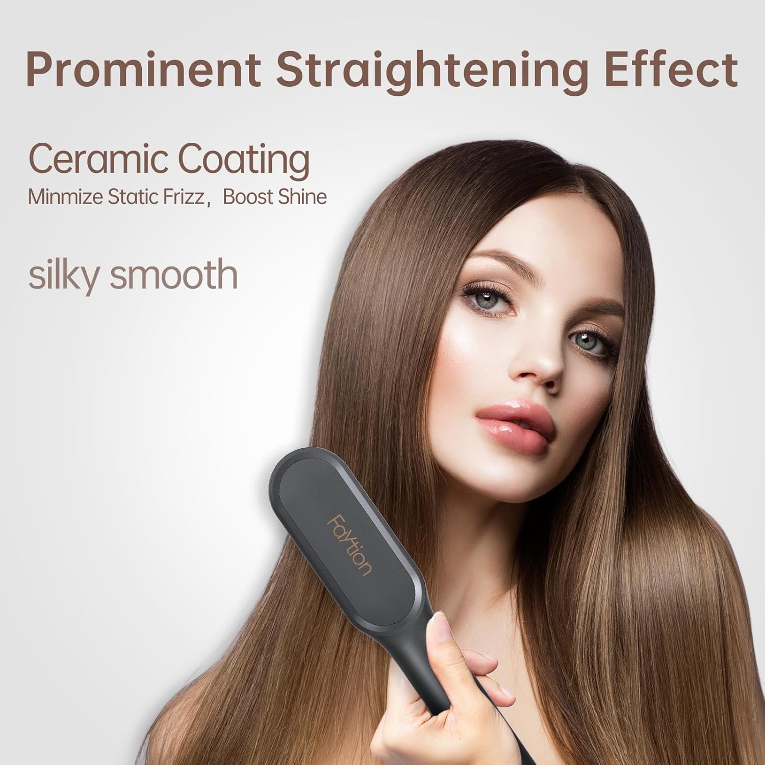 Fast Heating 30 Second Hair Straightener Brush for Women, Dual Voltage, Grey - Image 6