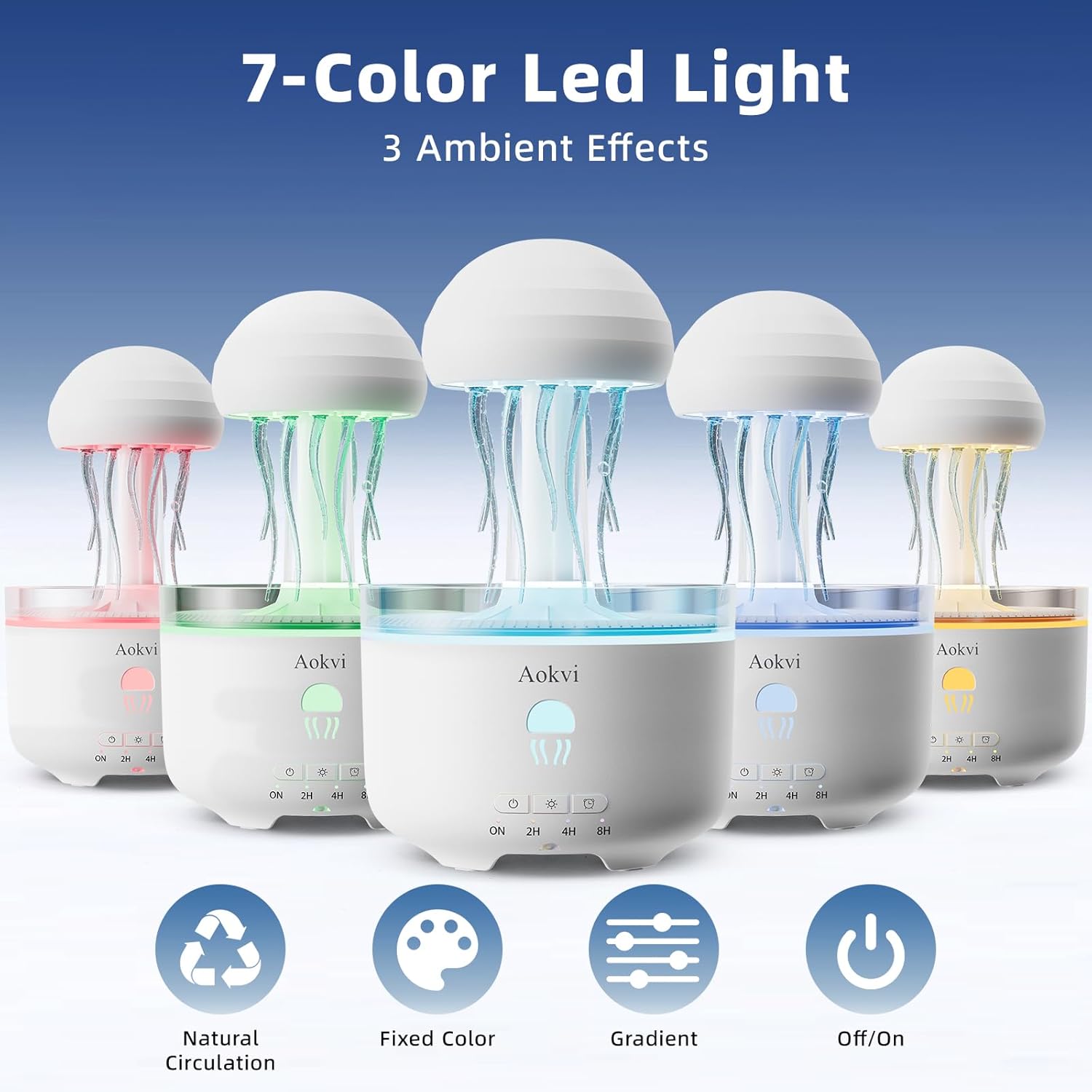 300ML Jellyfish Essential Oil Diffuser with 7 LED Lights and Auto-Off for Bedroom - Image 4
