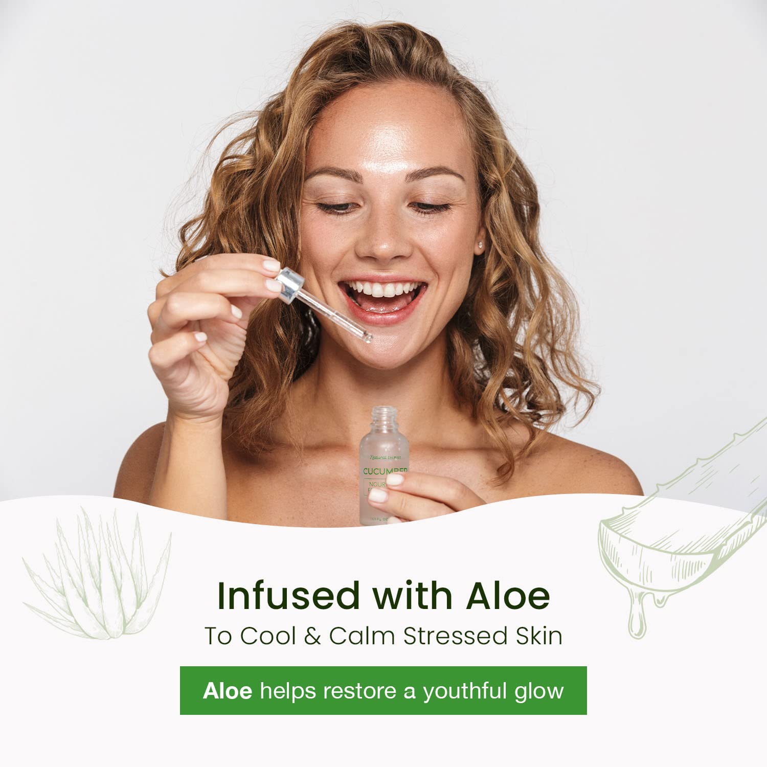 Cucumber & Aloe Face Serum 1.69 oz Hydrates Dry Skin Reduces Redness Cruelty-Free - Image 4