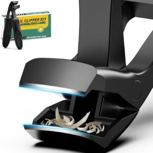 Baluca Angled Head Large Toe Nail Clippers for Men with Wide Jaw Opening, Sharp Heavy Duty Fingernail Clipper Cutter with Catcher - Black