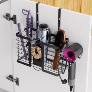 Hair Dryer Holder - Hair Tool Organizer, 3 in 1 Metal Bathroom Organizer Adjustable Height, Blow Dryer Holder Wall Mounted/Under Sink/Countertop for Flat Curling Iron, Hair Straighteners