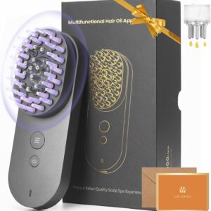 UNIWA Scalp Massager Hair Growth Brush, Hair Oil Applicator, 3 in 1 Scalp Massage Tool, Head Scalp Massager for Relax, Cordless Electric Brush for Hair Care, Oil Dispenser Comb, Mothers Day Gifts,Grey