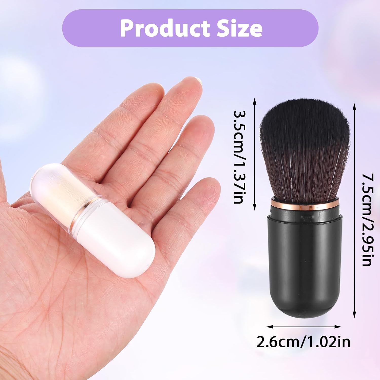 Cobee 4Pcs Portable Retractable Kabuki Makeup Brush Set with Protective Covers for Travel - Image 3