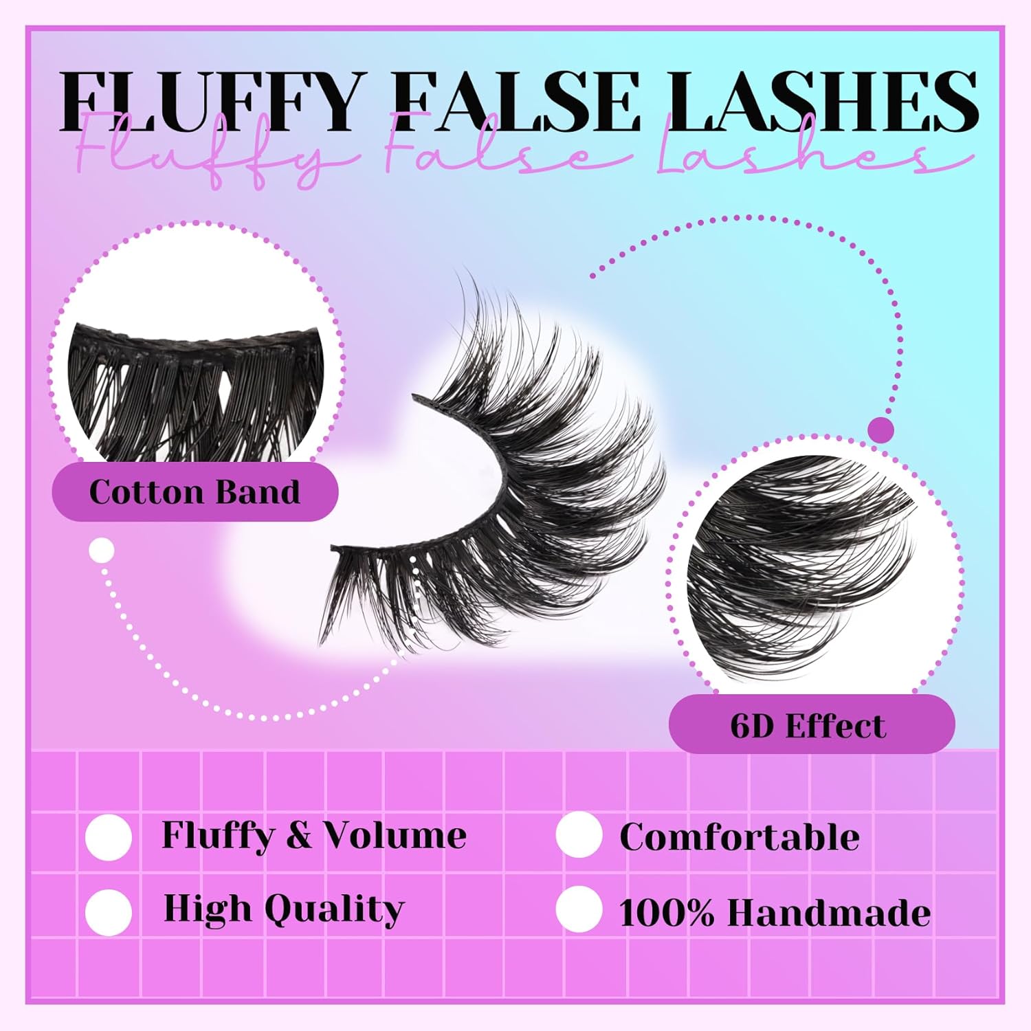 Losha Lashes 7 Pairs Fluffy Volume Cat Eye False Eyelashes Kit with Glue and Tweezers, Natural Soft - Image 3