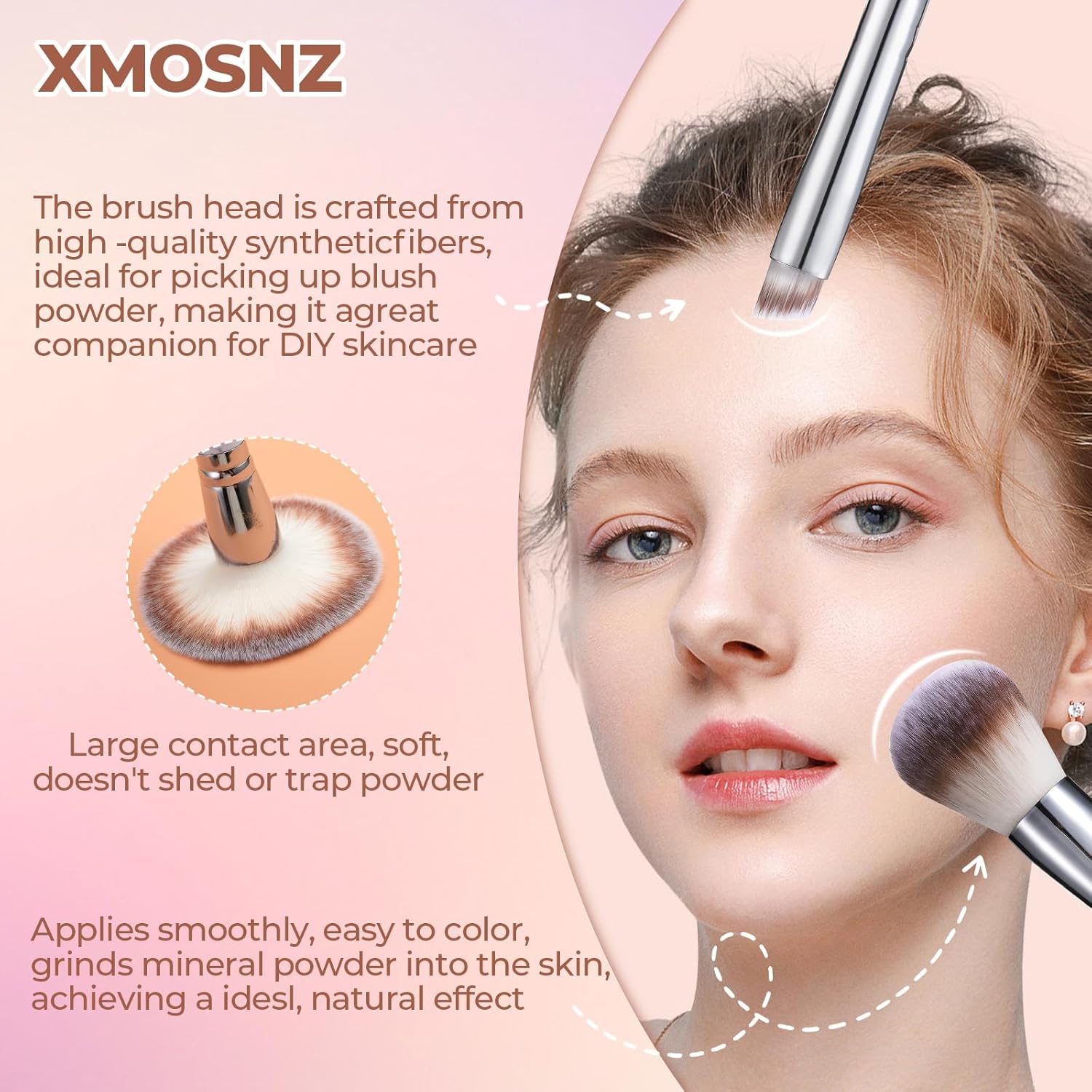 Grey Double Ended Makeup Brush for Liquid Foundation and Blush Two-in-One Design - Image 6