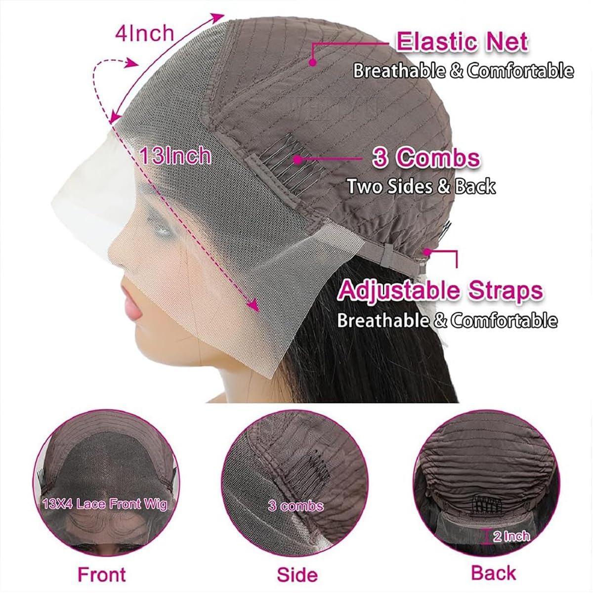 26 Inch Straight Lace Front Human Hair Wig Pre Plucked 13x4 for Black Women - 100% Human Hair - Image 6