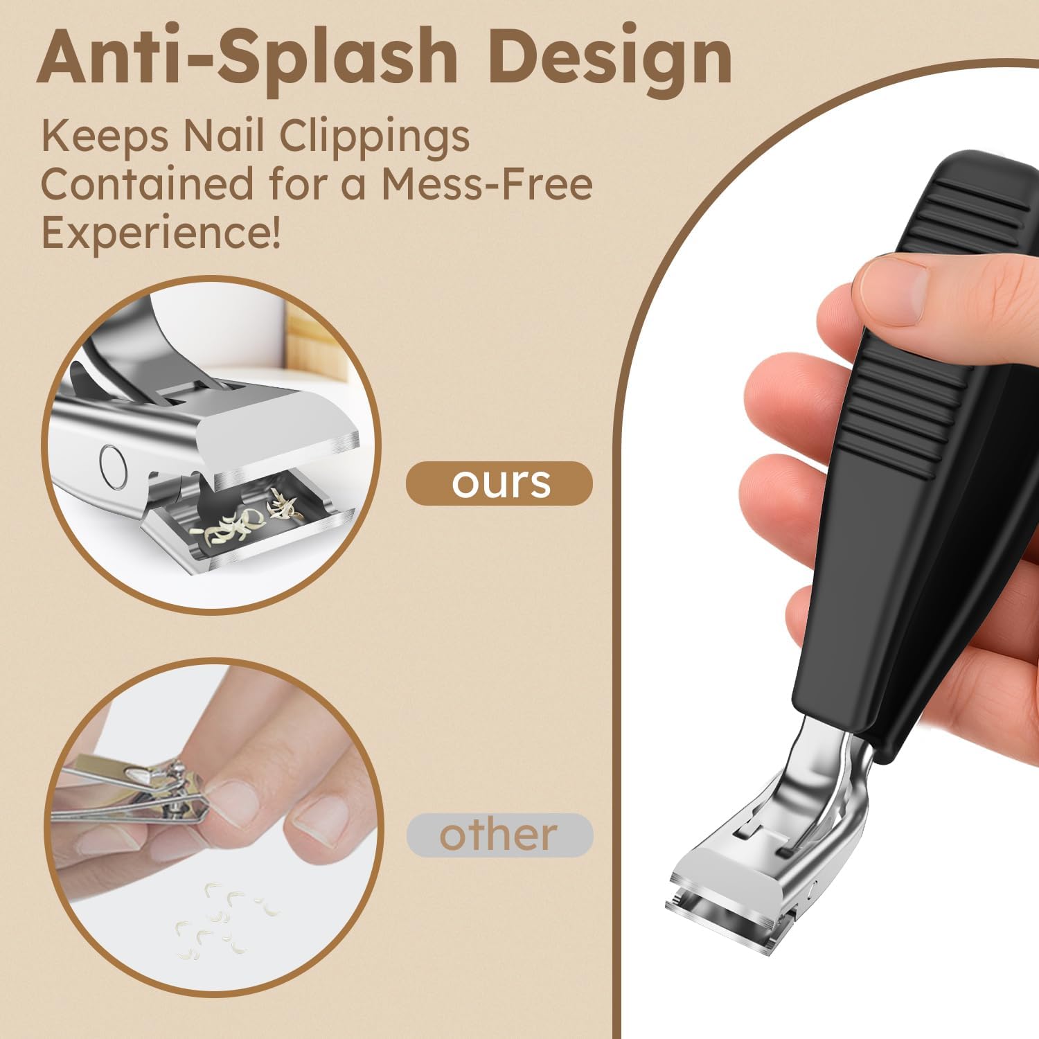 Heavy Duty Thick Toenail Clippers with Angled Head and Wide Jaw Opening, Non-Slip Grip - Image 3
