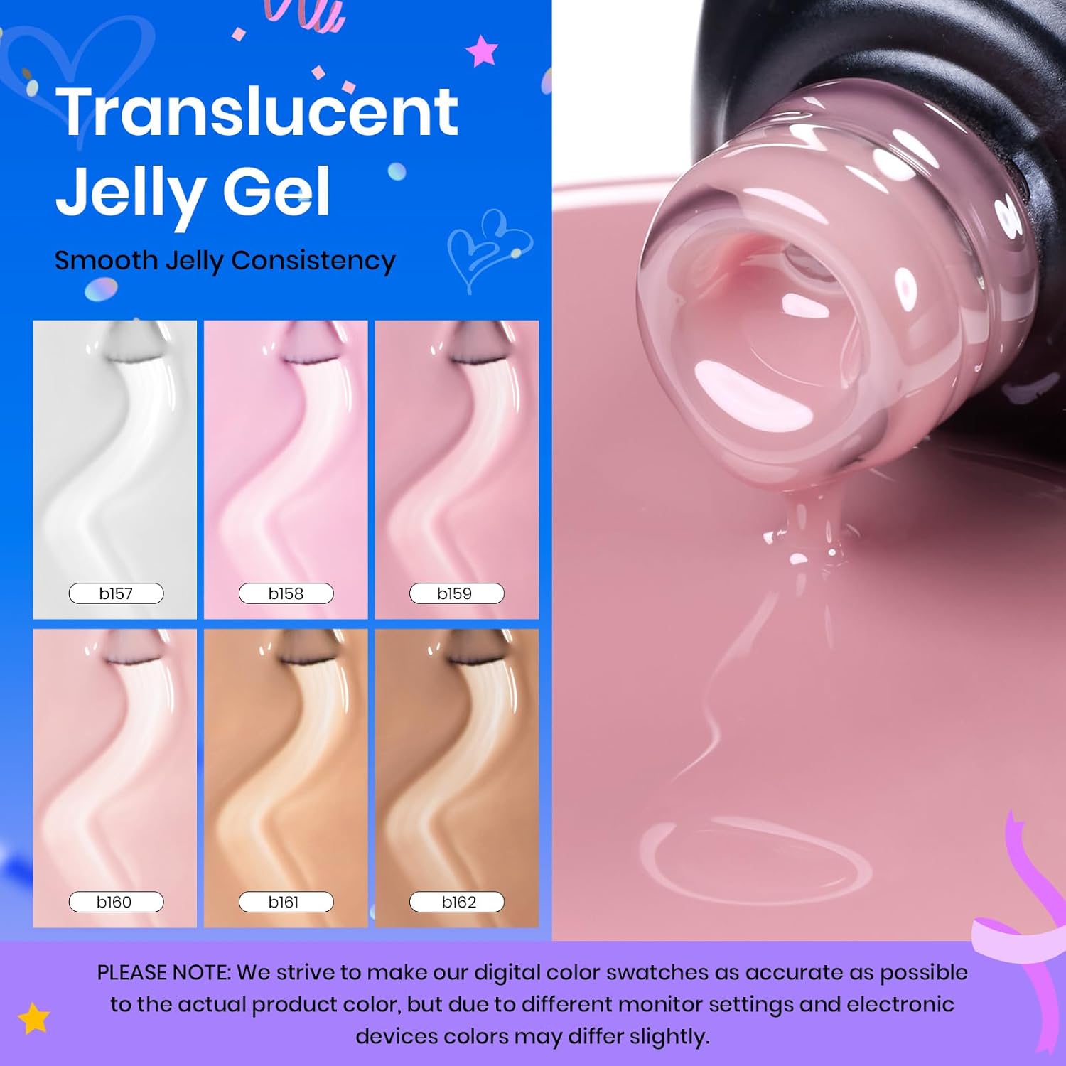 Beetles 15ml Milky White Nude Pink Sheer Brown 6 Color Jelly Gel Nail Polish Set - Image 6