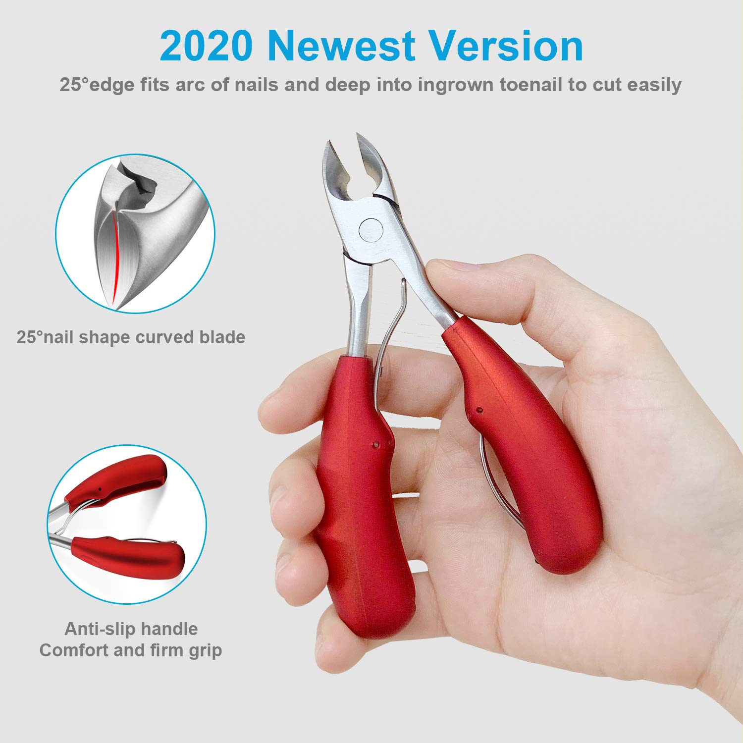 Extra Thick Surgical Grade Stainless Steel Toenail Clippers for Ingrown Nails, Men and Seniors - Image 2