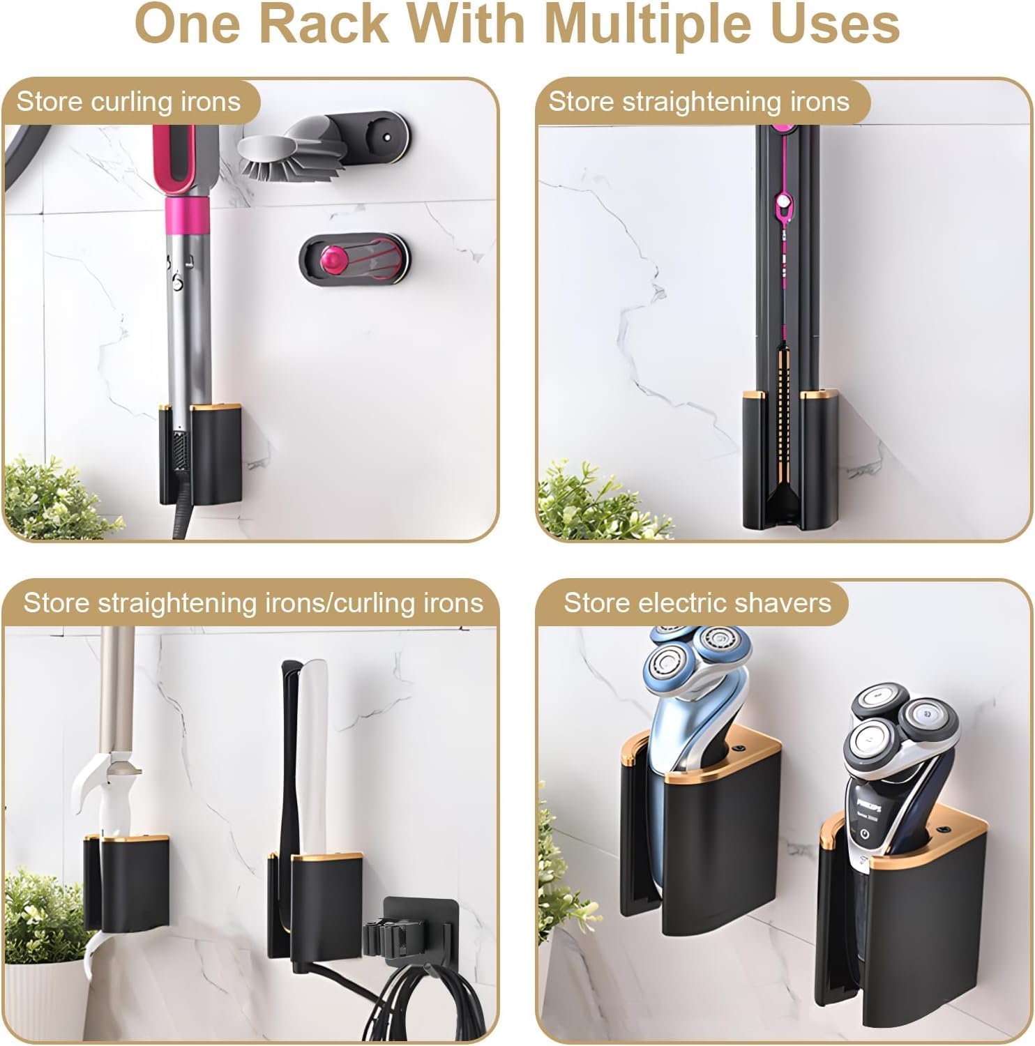 Wall Mount Holder for Dyson Airstrait, Airwrap Styler, Curling Iron Barrels and Brushes, Metal Organizer Rack - Image 3