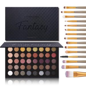 Neutral Naked Nude Smokey Eyeshadow Palette with Brushes Makeup Kit, Matte Glitter Shimmer Black Grey Dark Goth Eye Shadows, Pigmented Smoky Make Up Sets for Women Valentines, Halloween & Christmas