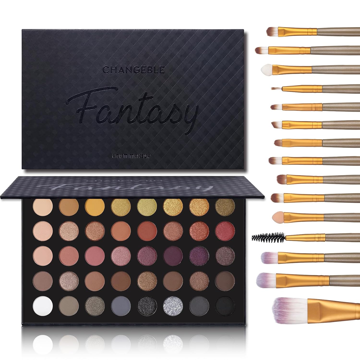 Neutral Naked Nude Smokey Eyeshadow Palette with Brushes Makeup Kit, Matte Glitter Shimmer Black Grey Dark Goth Eye Shadows, Pigmented Smoky Make Up Sets for Women Valentines, Halloween & Christmas