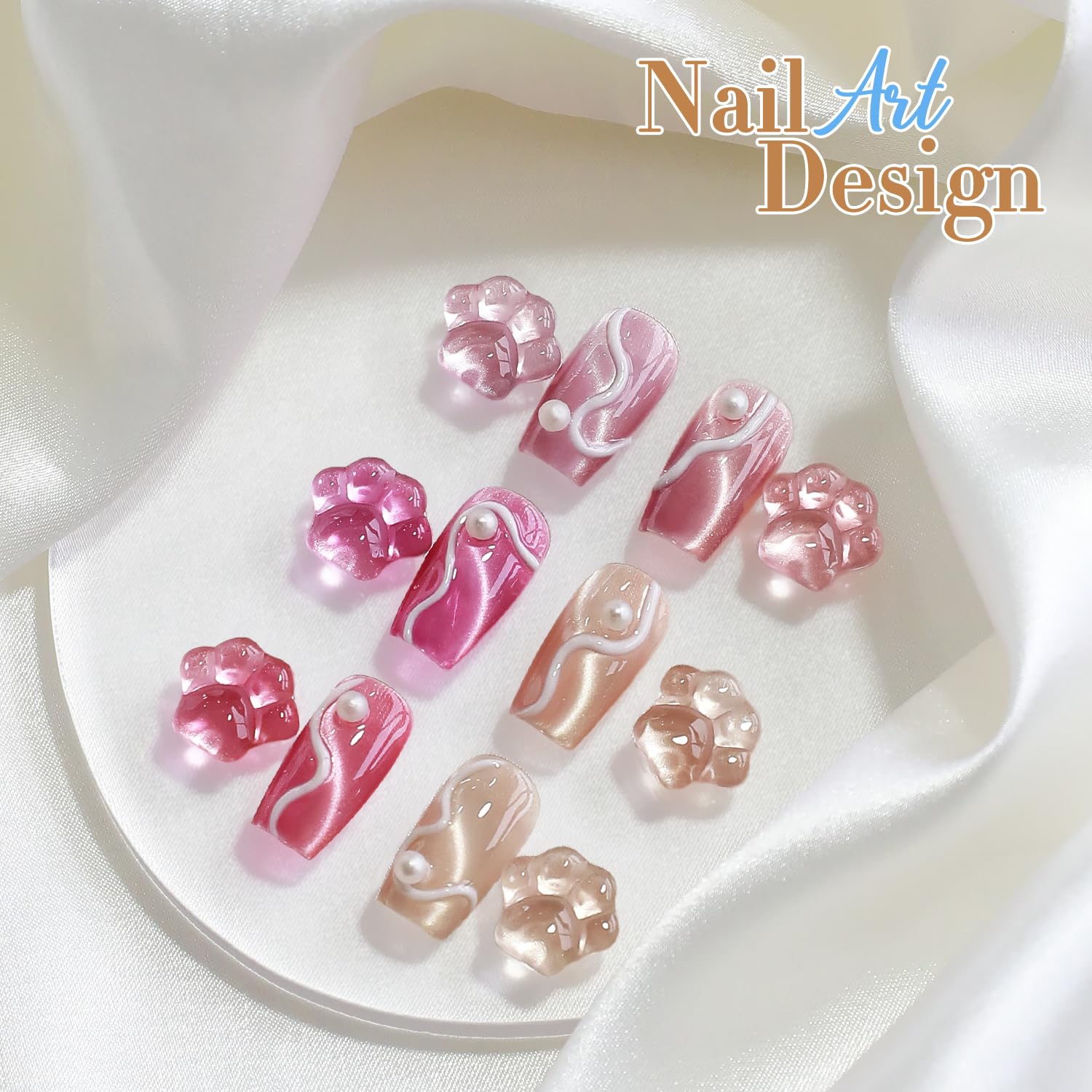 Double Rhythm 0.5 Oz Nude Holographic Glitter Cat Eye Gel Polish with Magnet - Image 9