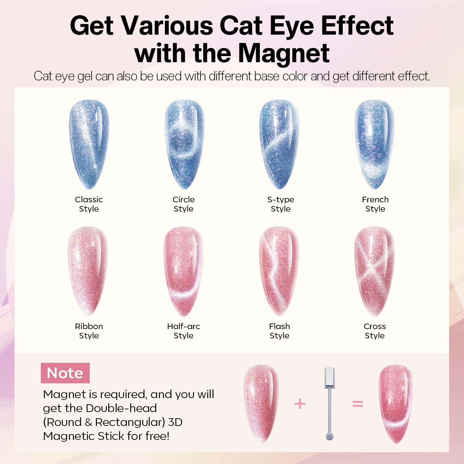 Modelones 6-Color Holographic Glitter Cat Eye Gel Nail Polish Kit for DIY Nail Art - Image 6