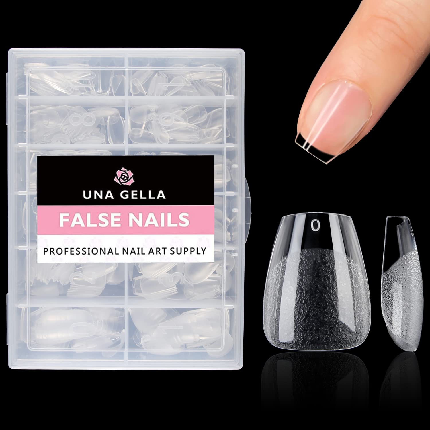 UNA GELLA Extra Short Coffin Nails XS 216pcs Pre-shape Press on Nails Extra Short Coffin Gel TipsFull Cover Acrylic Fake False Nails Extension 12 Sizes Gelly Tips