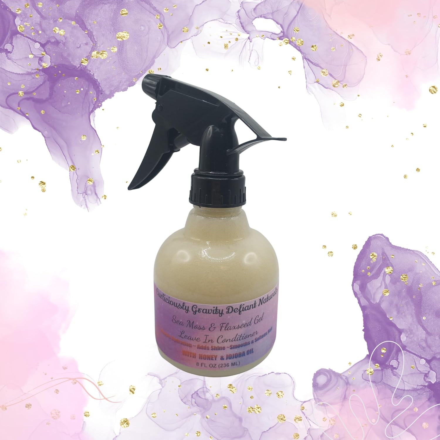 Hydrating 8 oz Sea Moss Flaxseed Gel Leave-In Conditioner for Volume and Frizz Control - Image 2