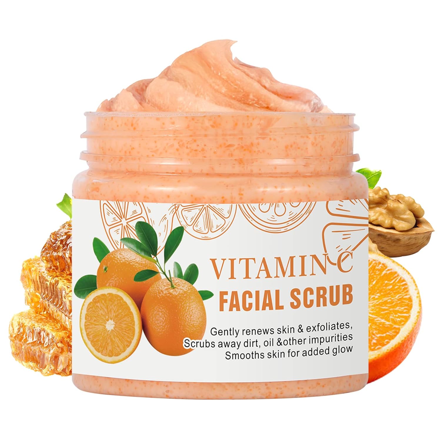 Vitamin C Face Scrub, exfoliating face wash, Moisturizing Brightening facial scrub, face exfoliator for Blackheads Acne Dull Skin, Deep Cleansing exfoliating face scrub 100g
