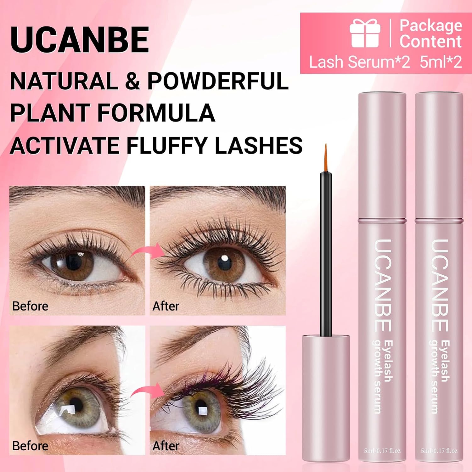 Lash & Brow Growth Serum Kit, 10ml Each, 2-Pack, Fuller Thicker Lashes - Image 2