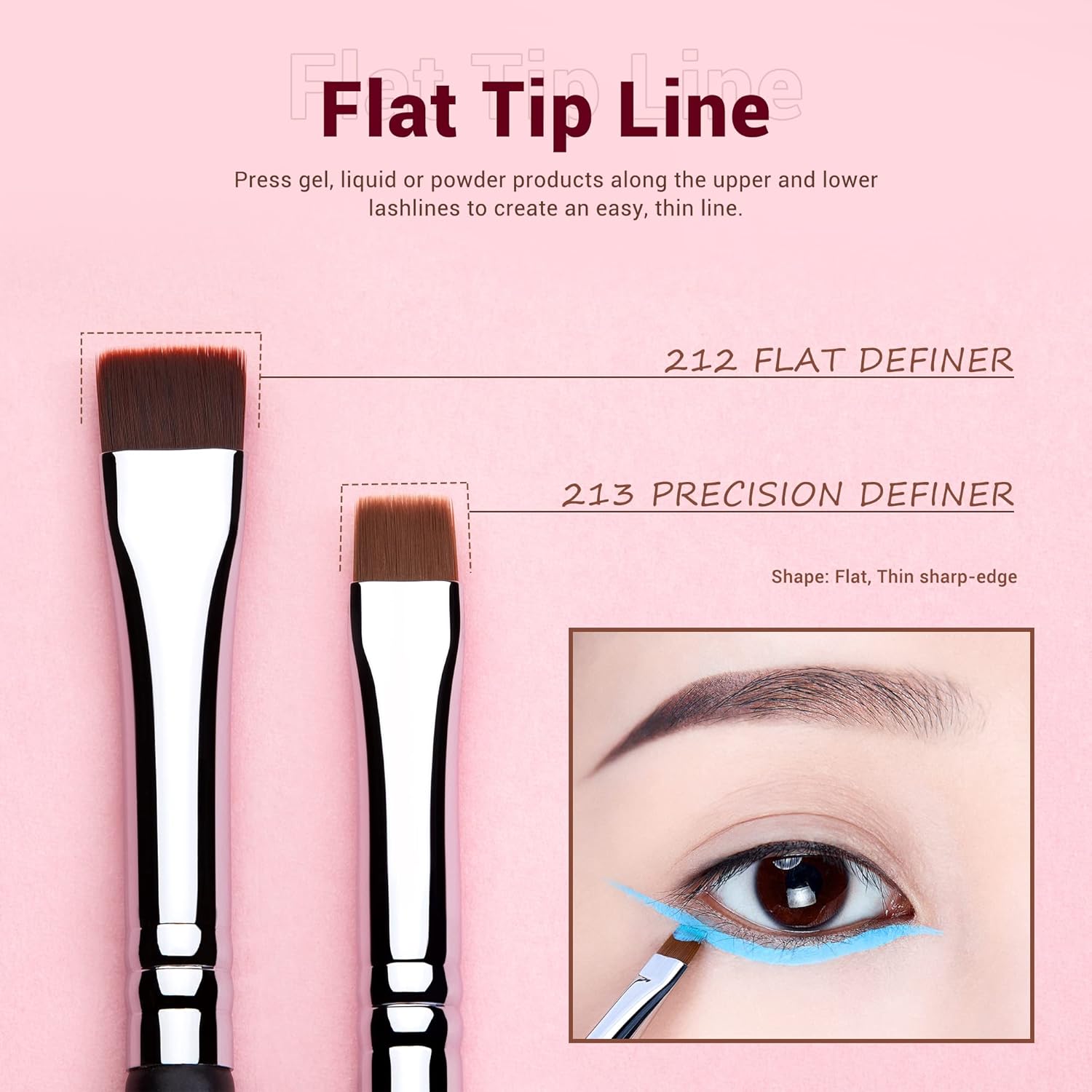 Jessup 11-Piece Eyeliner Brush Set for Precision Liner, Angled & Ultra Fine Tips - Image 3