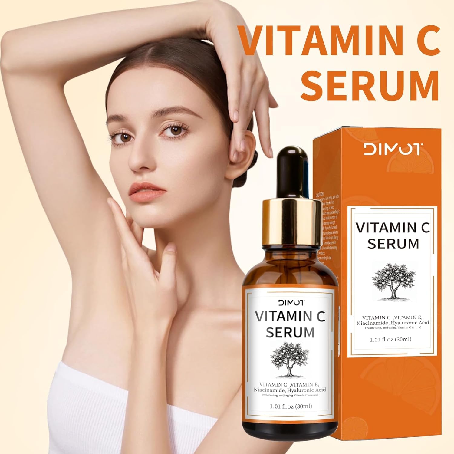 Vitamin C Brightening Serum for Women with Hyaluronic Acid & Vitamin E, 30ml Bottle - Image 7