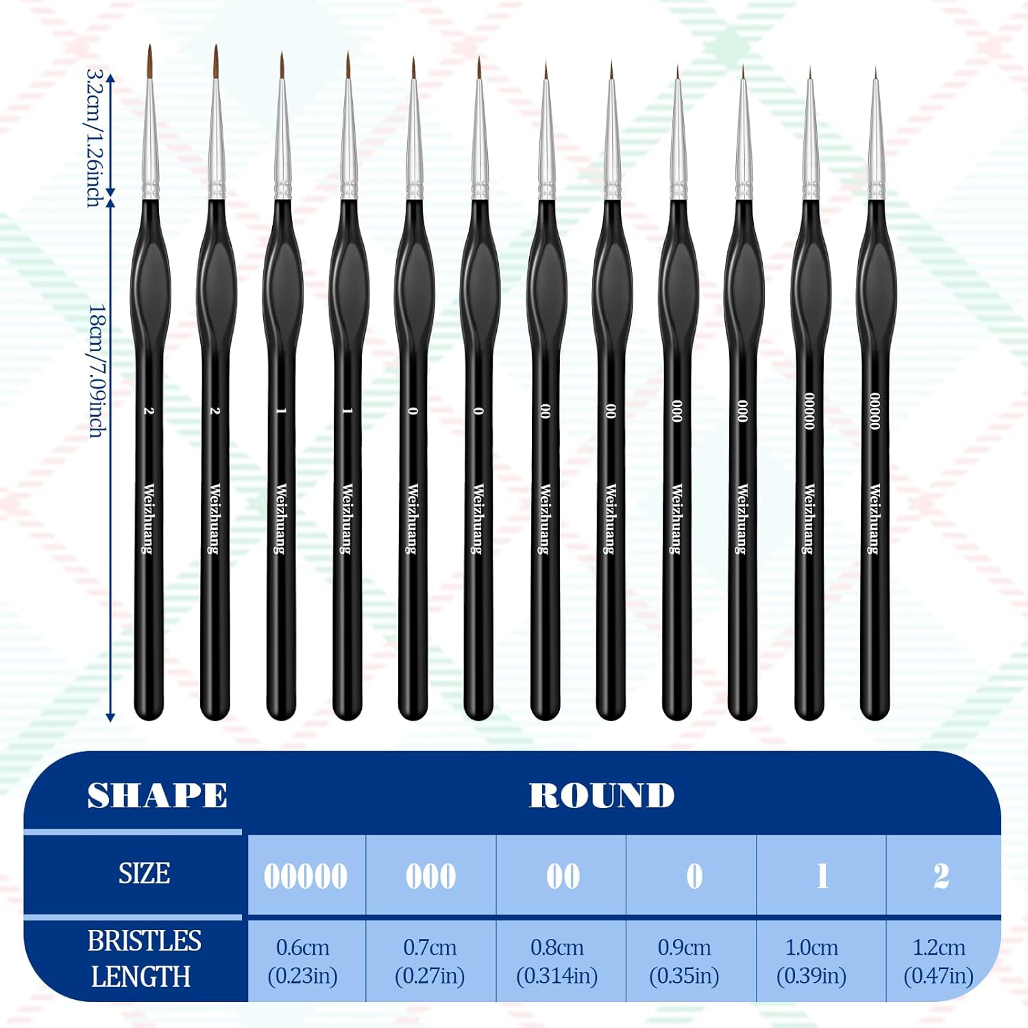 Simarro 12-Piece Fine Detail Paint Brush Set for Models and Art - Image 2