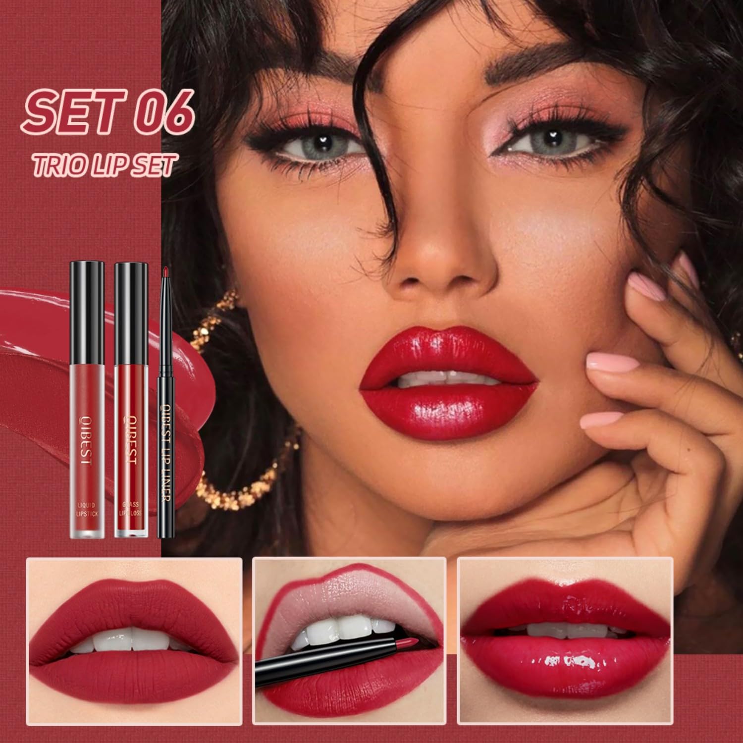 MAEPEOR 3-in-1 Lip Kit: Smooth Lipliner, Lipgloss, Velvet Matte Liquid Lipstick - Kit 11, Hot Chocolate - Image 7