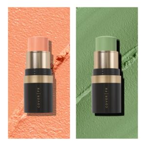 COVER FX Correct Stick Color Correcting Duo, Matcha + Peachy - Redness Correcting Green Concealer - Brightening Darkness Neutralizer