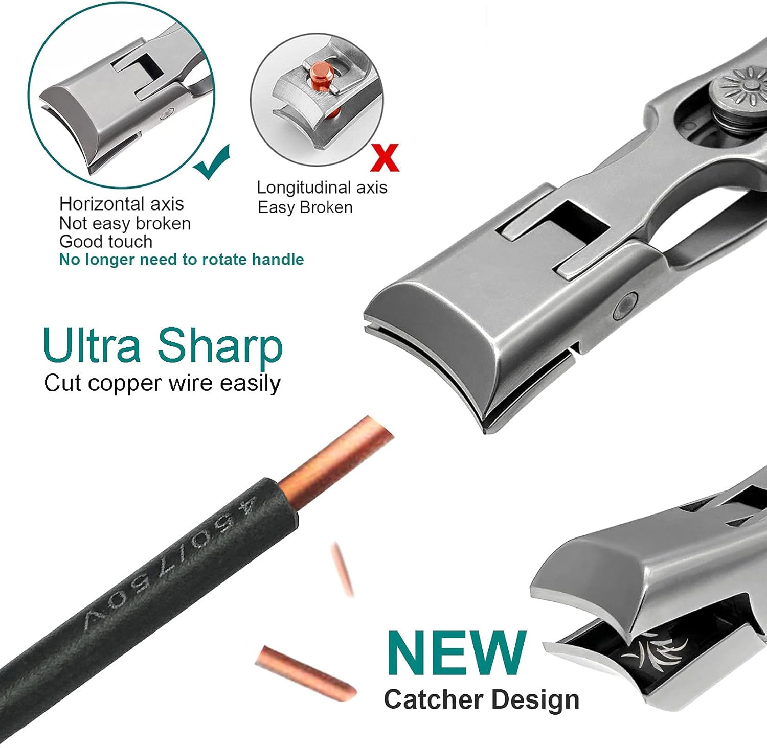 Ergonomic Long Handle Nail Clippers for Thick Nails with Integrated Catcher for Men & Women - Image 6