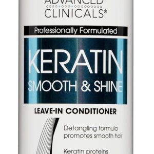 Advanced Clinicals Keratin Detangler Spray. Detangling Hair Spray for Strong, Shiny Hair. Lightweight, Leave-in Conditioner with Amino Acids, Vitamin B5, Olive Oil Softens and Nourishes Hair, 8 Fl Oz