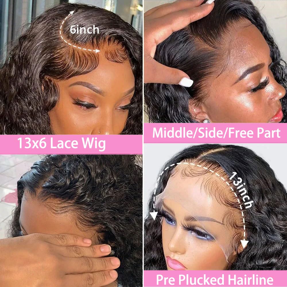 13x6 Deep Curly 32 Inch 180 Density Human Hair Lace Front Wig, Pre Plucked - Image 4