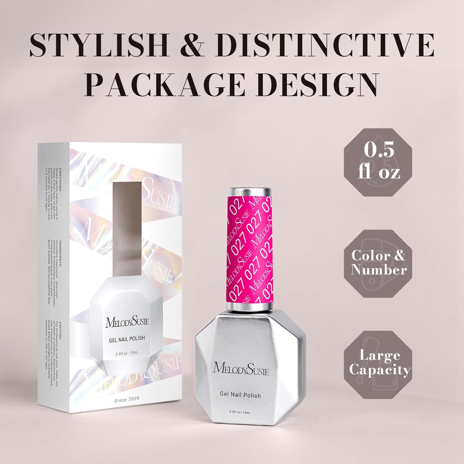MelodySusie 0.5fl oz Neon Pink Gel Nail Polish for DIY Nail Art Manicures - Image 6