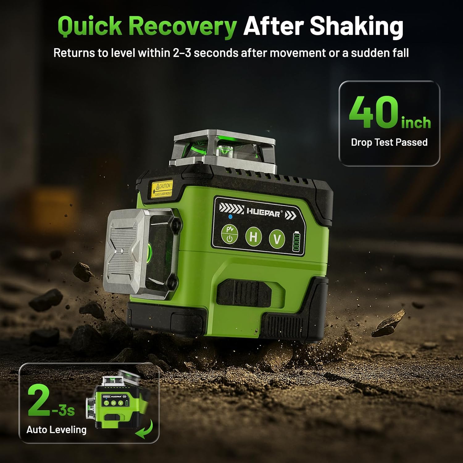 HUEPAR 360° 3D Green Laser Level with LCD Screen and Magnetic Bracket - Image 3