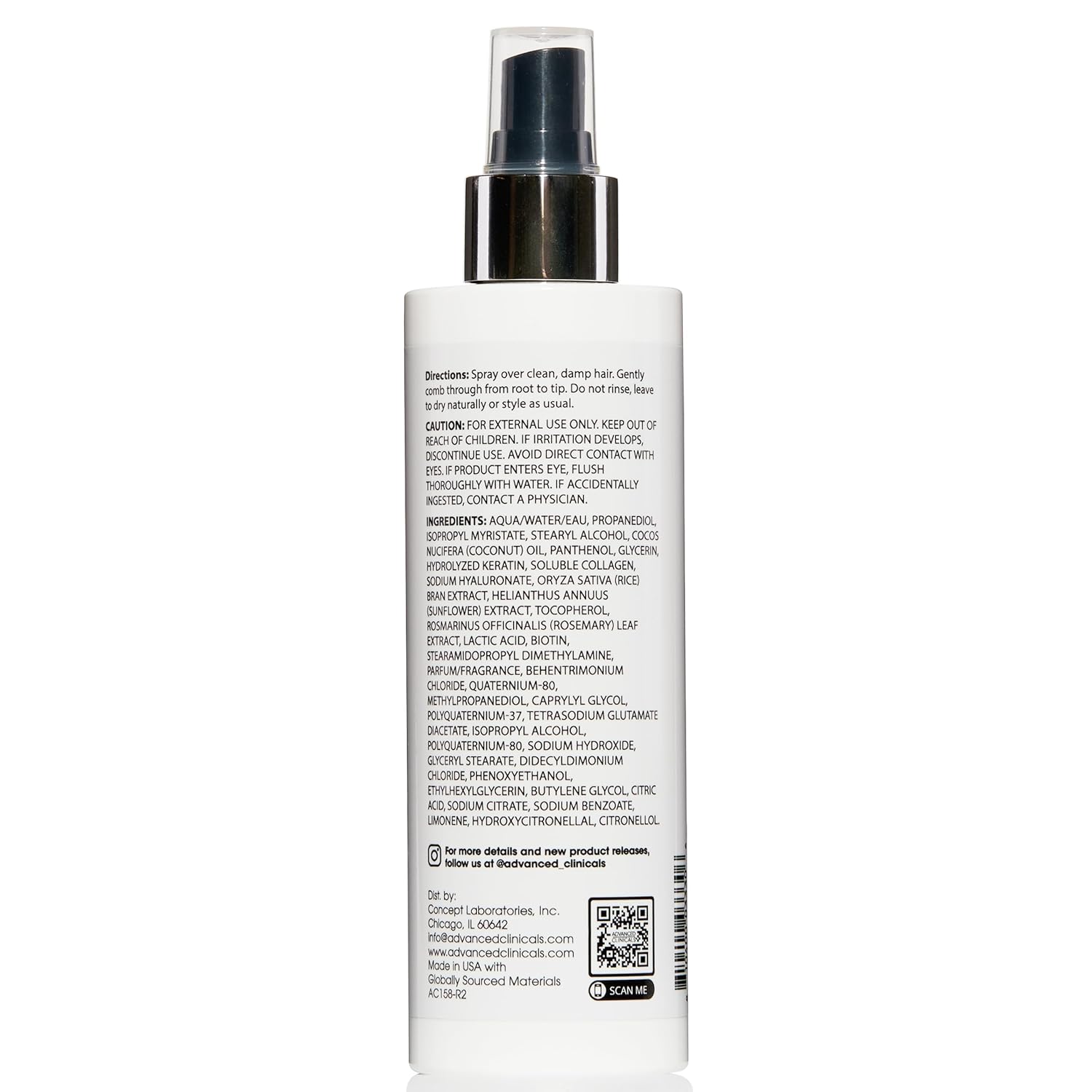 Advanced Clinicals Keratin Detangler Spray 8 Fl Oz Leave-in Conditioner for Strong Shiny Hair - Image 3