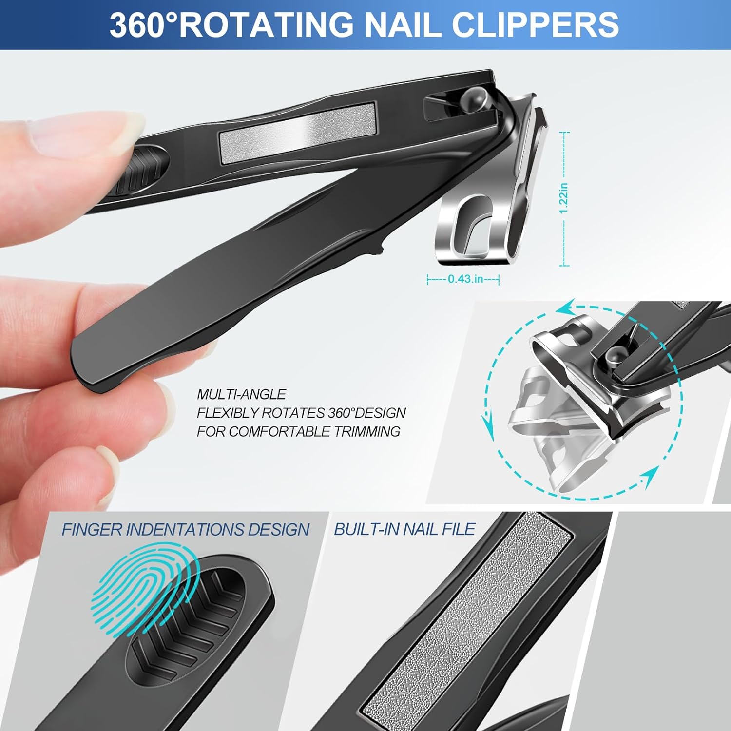 Heavy Duty Toenail Clippers for Seniors, Thick Nail Grooming, Built-in Catcher, Rotating Long Handle - Image 3