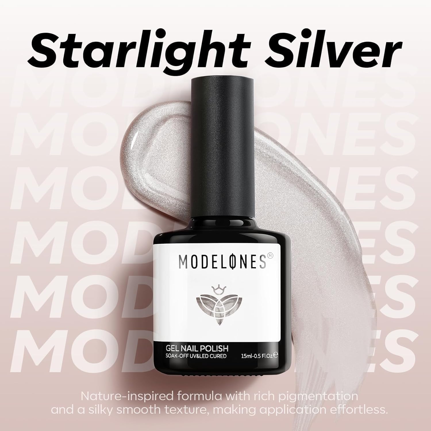 Modelones 15 ML Silver Nude Glitter Holographic Cat Eye Gel Nail Polish - Image 9