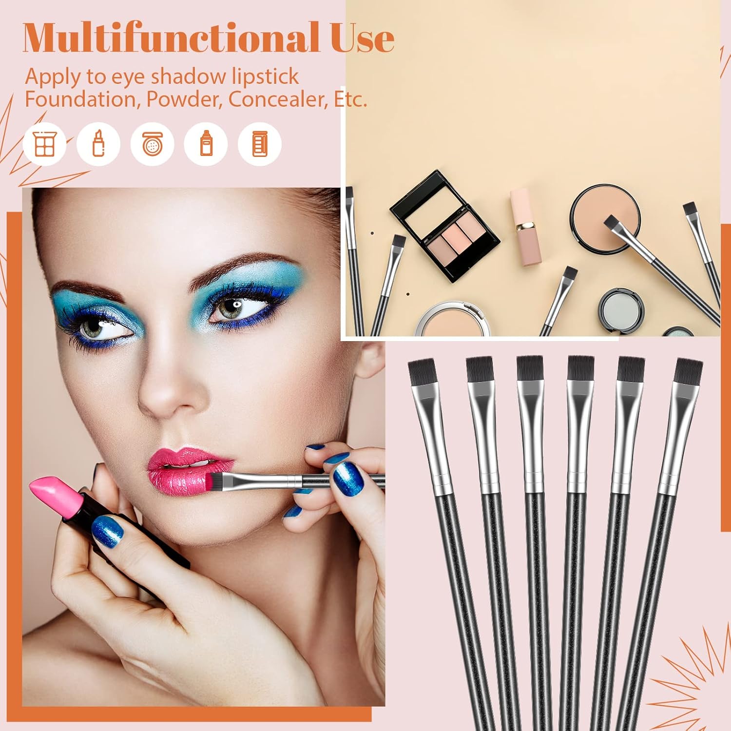 12 Piece Firm Bristle Synthetic Eyeliner Eyebrow Makeup Brush Set - Image 5