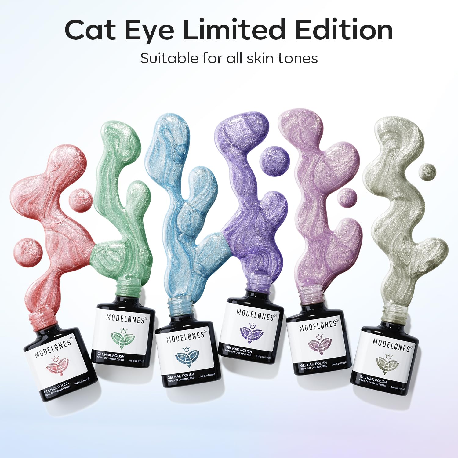 Modelones 6 Colors Cat Eye Gel Nail Polish Set with Holographic Glitter for DIY Nail Art - Image 4
