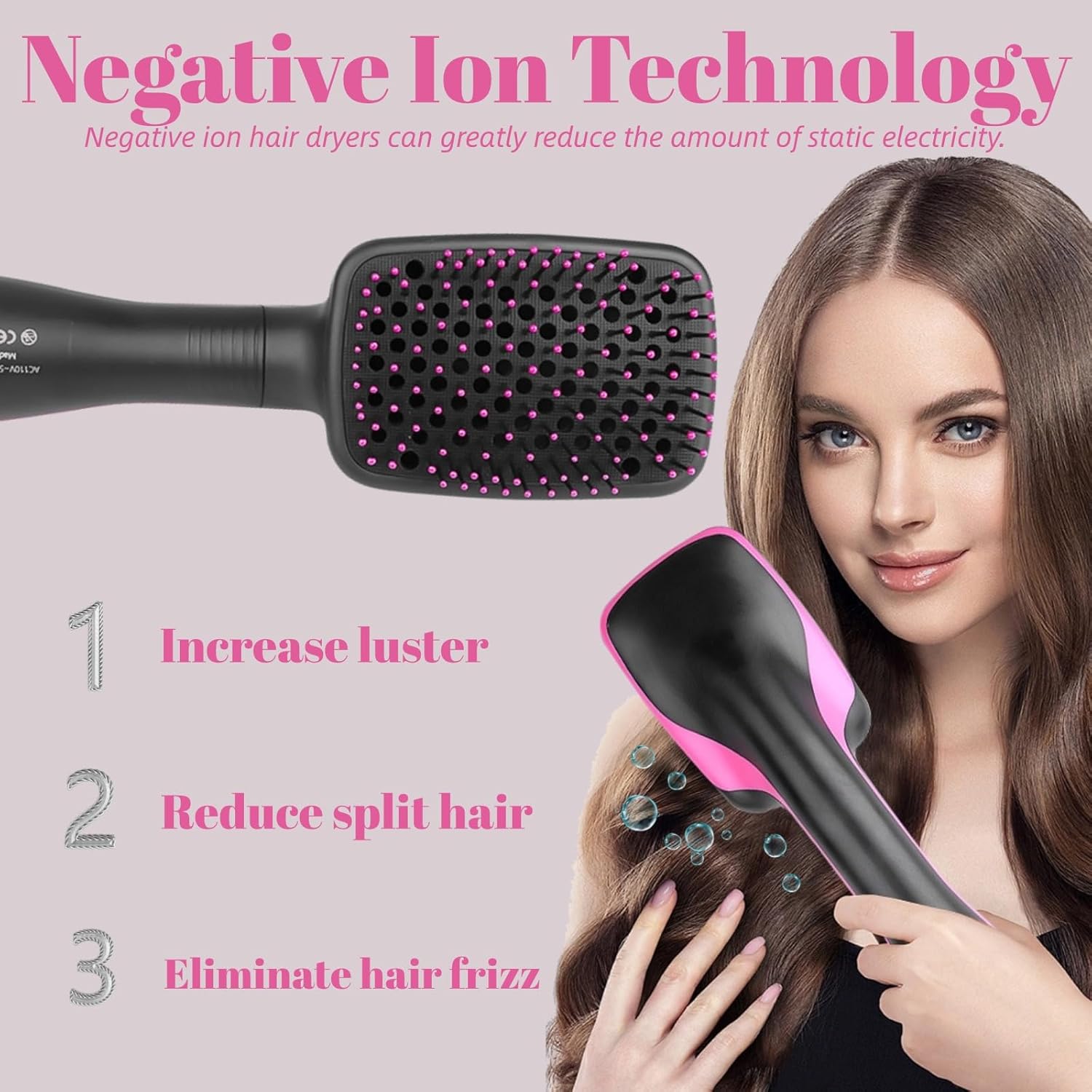 Ionic Hair Dryer and Blow Dryer Brush, 1 Step Straightener, Negative Ion Technology, All Hair Types - Image 4