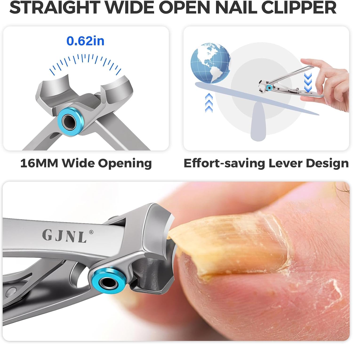 Extra Long Handle Heavy Duty Toenail Clippers for Thick Nails Curved Blade Senior Friendly - Image 3